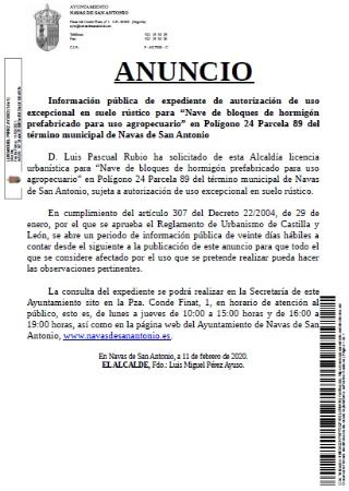 Imagen Información pública de expediente de autorización de uso excepcional en suelo rústic